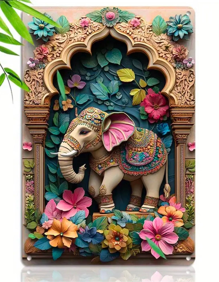 Vibrant Elephant Aluminum Wall Art