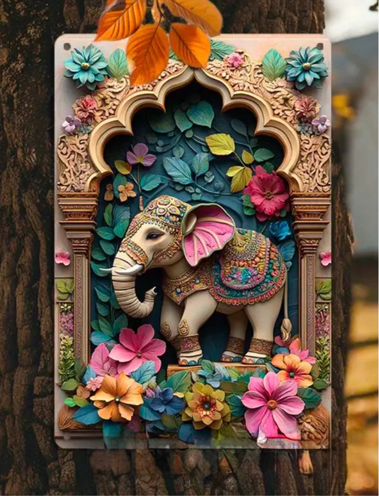 Vibrant Elephant Aluminum Wall Art
