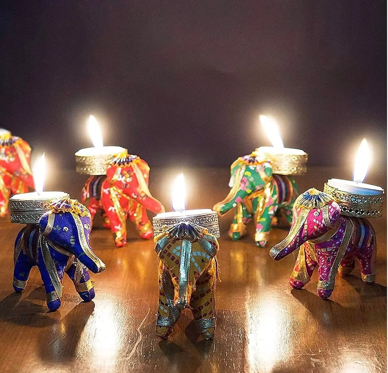 Elephant Tea light Candle Holder | Handcrafted Tea light Candle Holder | Mixed Color