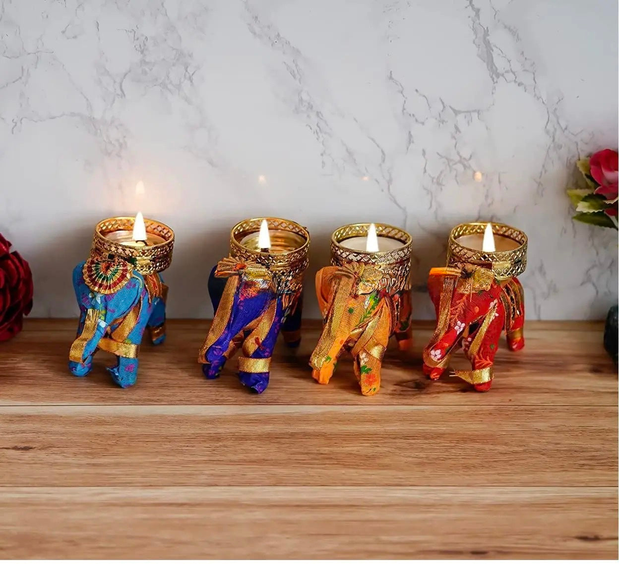 Elephant Tea light Candle Holder | Handcrafted Tea light Candle Holder | Mixed Color