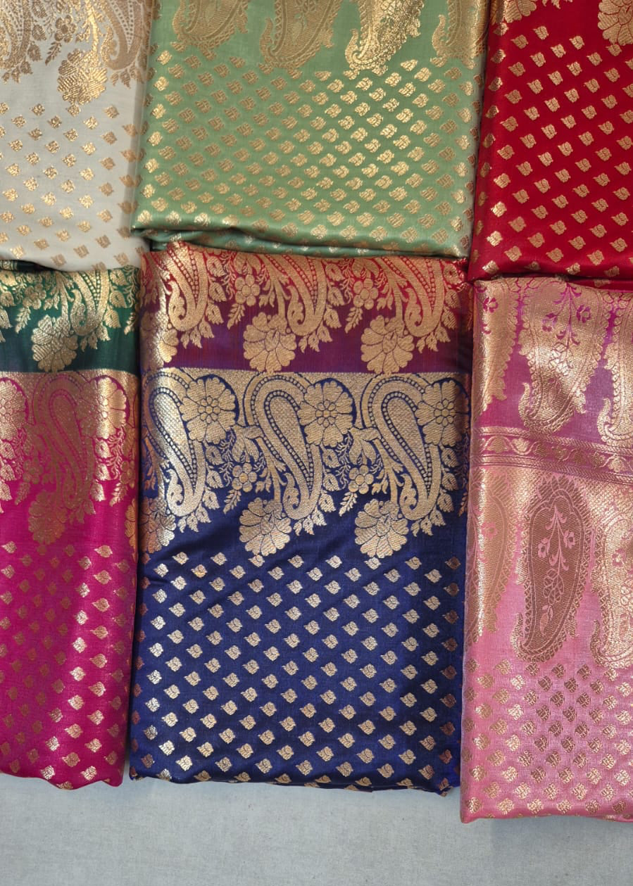 Banarasi Silk Saree, Traditional Indian, Handwoven, Multiple Colors, Wedding & Festival Wear