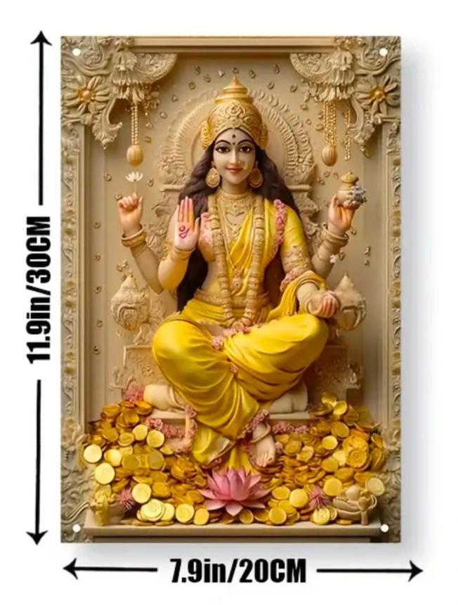 Goddess Lakshmi Aluminum Print, Hindu Goddess Lakshmi Wall Art