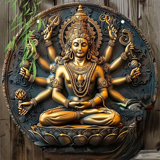 Vintage Shiva Aluminum Decorative Plaque