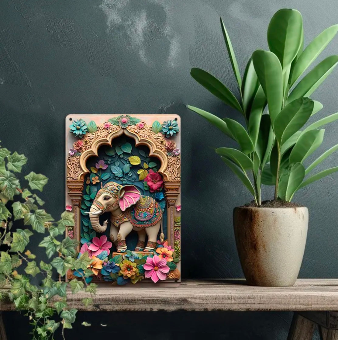 Vibrant Elephant Aluminum Wall Art