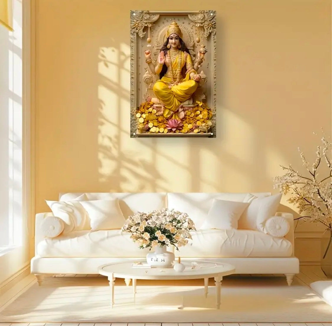 Goddess Lakshmi Aluminum Print, Hindu Goddess Lakshmi Wall Art