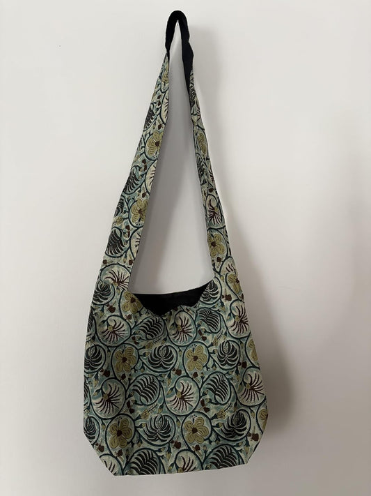 Women’s Bag – Handbag, Cotton Hippie Hobo Boho Shoulder Sling Messenger Tote Crossbody Purse | Swirl Blue & Teal