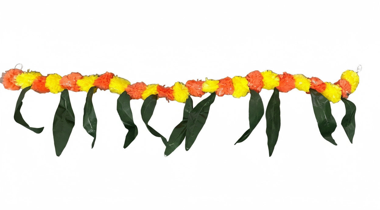 Artificial Traditional Door Garland | Indian Toran for Festive Decor | Marigold Bandhanwar for Diwali, Wedding, Housewarming | Reusable Floral Hanging