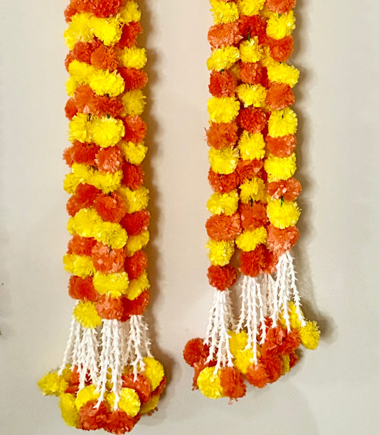 Flower Garland | Artificial Flower Garland | Mixed Marigold Mango Flower Garland | set of 20 strings