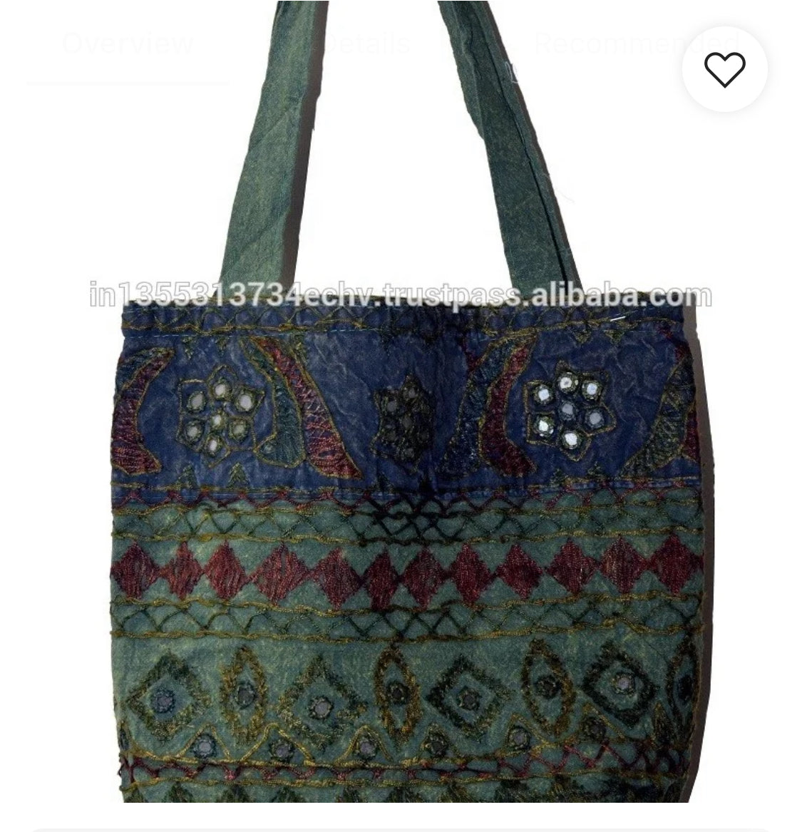 Handmade Ethnic Indian Tote Bag Beaded Embroidery