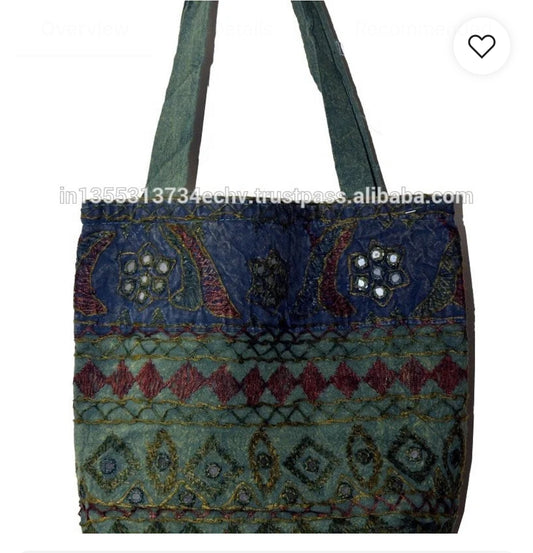 Handmade Ethnic Indian Tote Bag Beaded Embroidery