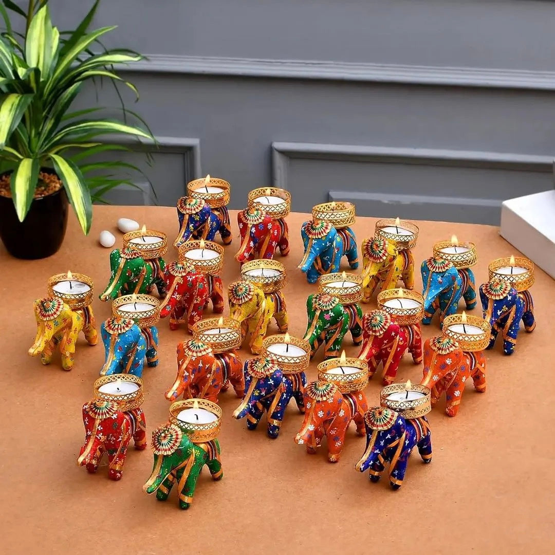 Elephant Tea light Candle Holder | Handcrafted Tea light Candle Holder | Mixed Color