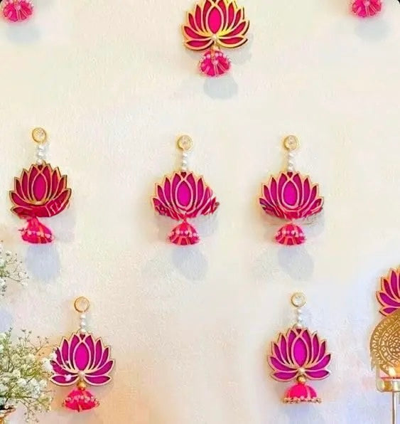 Multi Color Lotus Wall Hanging Pair