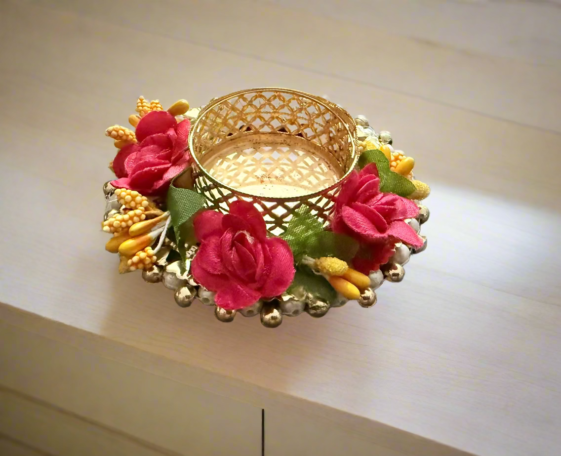 Floral Tea Light Candle Holder | Indian Handmade | Floral Tea Light Candle Holder