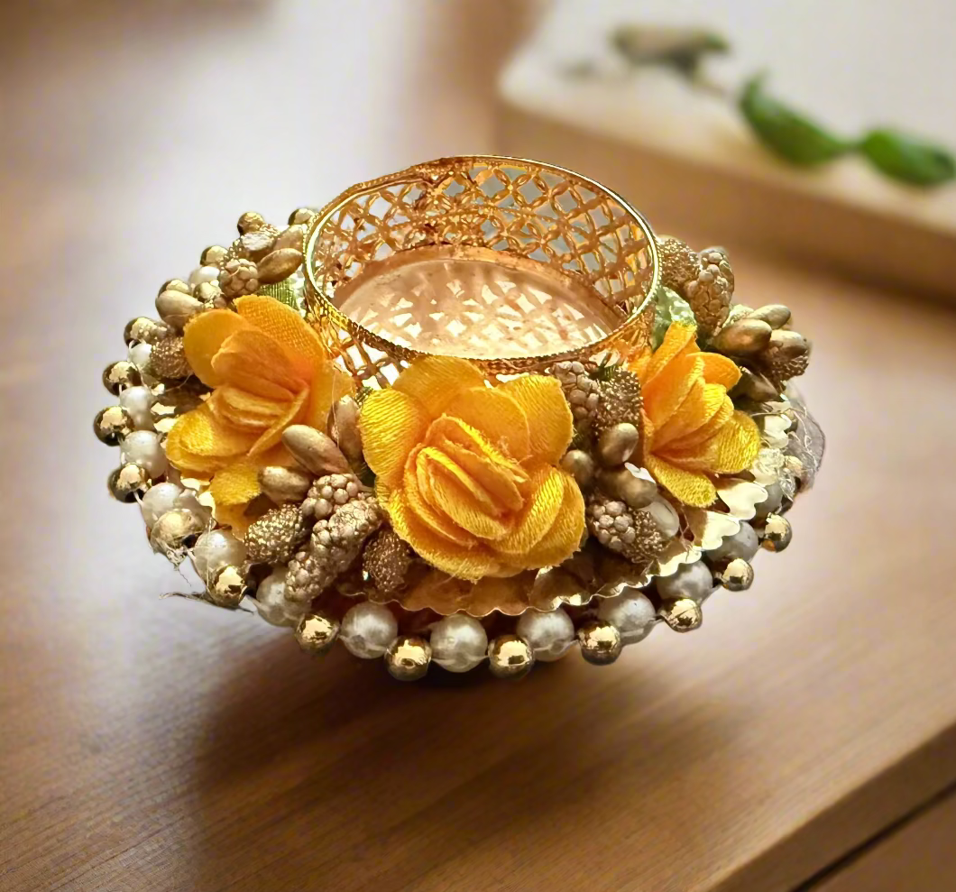 Floral Tea Light Candle Holder | Indian Handmade | Floral Tea Light Candle Holder