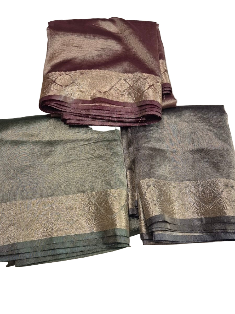 Tissue sarees, Traditional Indian, Handwoven, Multiple Colors, Wedding & Festival Wear